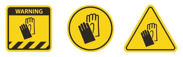 waarschuwingssymbool draag handbeschermingsteken vector