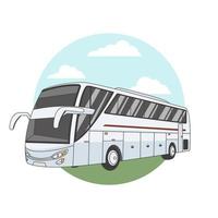 witte bus voertuig. vectorillustratie in lijntekeningen tekenstijl