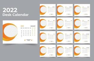 bureaukalender ontwerp 2022 sjabloonset van 12 maanden, week begint maandag, briefpapierontwerp, kalenderplanner vector