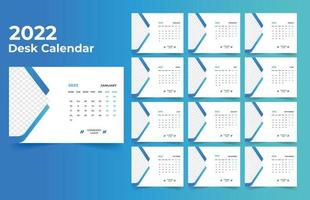 bureaukalender ontwerp 2022 sjabloonset van 12 maanden, week begint maandag, briefpapierontwerp, kalenderplanner vector