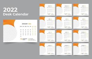 bureaukalender ontwerp 2022 sjabloonset van 12 maanden, week begint maandag, briefpapierontwerp, kalenderplanner vector