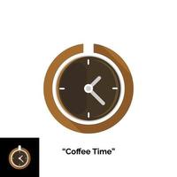 modern vectorlogo voor koffietijd. plat ontwerp logo met koffieboon en klok of met de klok mee. vectoreps10 vector