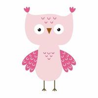 schattige roze uil voor meisjes. cartoon uil stijl doodle. handgetekende tekening. vector