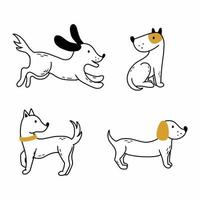 set met schattige puppy. hond in doodle stijl. stickers en ansichtkaarten. vector