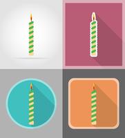 kaarsen voor de verjaardagstaart plat pictogrammen vector illustratie