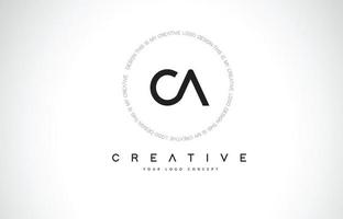 ca ca logo-ontwerp met zwart-wit creatieve tekst brief vector. vector