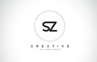 sz sz logo-ontwerp met zwart-wit creatieve tekst brief vector. vector