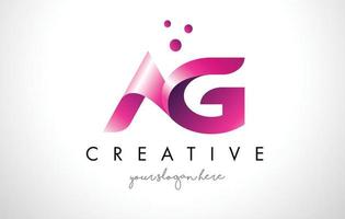 ag letter logo-ontwerp met paarse kleuren en stippen vector