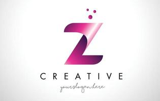 z letter logo-ontwerp met paarse kleuren en stippen vector