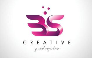 bs letter logo-ontwerp met paarse kleuren en stippen vector