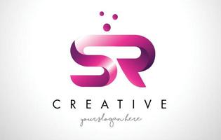 sr letter logo-ontwerp met paarse kleuren en stippen vector