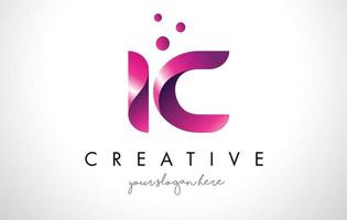 ic letter logo-ontwerp met paarse kleuren en stippen vector