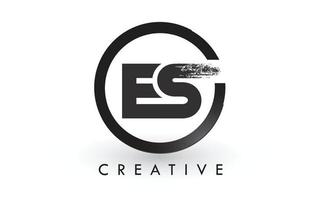 es borstel letter logo ontwerp. creatieve geborstelde letters pictogram logo. vector