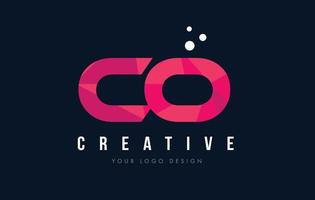 co co letter logo met paars laag poly roze driehoekjes concept vector