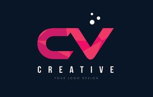 cv cv brief logo met paars laag poly roze driehoekjes concept vector