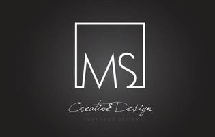 ms vierkante frame letter logo-ontwerp met zwarte en witte kleuren. vector