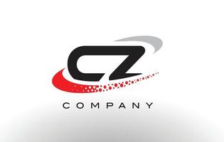 cz modern letterlogo-ontwerp met rode gestippelde swoosh vector