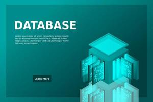 datacenter isometrisch pictogram, database- en cloudgegevensopslagconcept, pcb-slot, serverruimte vector