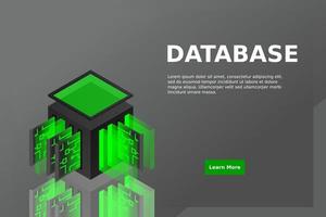 datacenter isometrisch pictogram, database- en cloudgegevensopslagconcept, pcb-slot, serverruimte vector