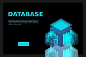 datacenter isometrisch pictogram, database- en cloudgegevensopslagconcept, pcb-slot, serverruimte vector