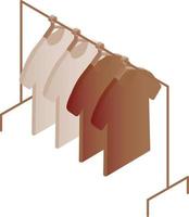 t-shirts isometrische illustraties. top shirts illustraties opknoping op hanger. commerciële kleding isometrisch om te winkelen. vector