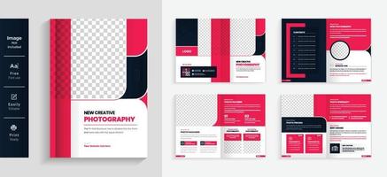rode kleurenpagina's fotografie bedrijf zakelijke brochure ontwerpsjabloon vector