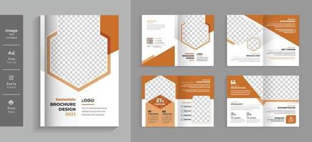 kleurrijke onroerend goed 08 pagina's professionele zakelijke brochure ontwerpsjabloon. moderne en creatieve lay-out voor multifunctioneel gebruik vector