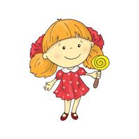 Een mooie charmante cartoon meisje met een lolly. vector