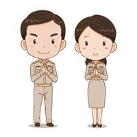 schattig paar cartoon van Thaise overheidsfunctionarissen. vector