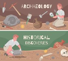 archeologie horizontale banners set vector