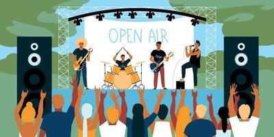 openluchtmuziekfestival horizontale illustratie vector