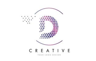 d roze magenta gestippelde zeepbel brief logo ontwerp vector