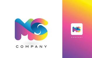 ms-logo brief met regenboog levendige mooie kleuren. kleurrijke trendy paarse en magenta letters vector. vector