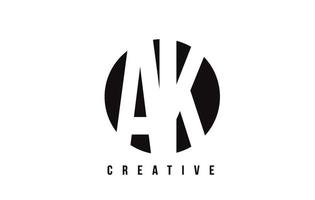 ak ak witte letter logo ontwerp met cirkel achtergrond. vector