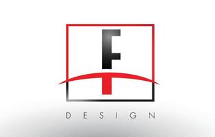f-logo letters met rode en zwarte kleuren en swoosh. vector