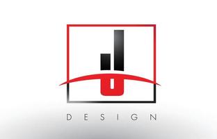 j-logo letters met rode en zwarte kleuren en swoosh. vector