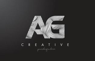 ag ag brief logo met zebra lijnen textuur ontwerp vector. vector