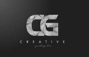 cg cg brief logo met zebra lijnen textuur ontwerp vector. vector