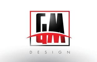 gm gm-logo letters met rode en zwarte kleuren en swoosh. vector