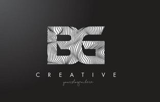 bg bg brief logo met zebra lijnen textuur ontwerp vector. vector