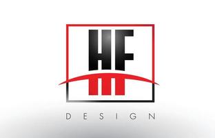 hf hf-logo letters met rode en zwarte kleuren en swoosh. vector