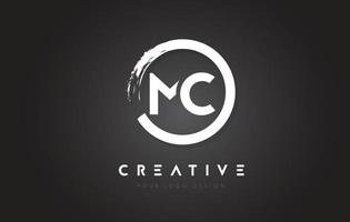 mc circulaire letter logo met cirkel borstel ontwerp en zwarte achtergrond. vector