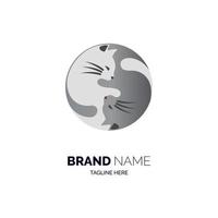 yin en yang kat logo sjabloonontwerp voor merk of bedrijf en andere vector
