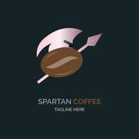 Spartaans koffieschild logo sjabloonontwerp voor merk of bedrijf en andere vector