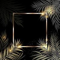 beautifil palmboom blad gouden silhouet achtergrond met frame vector illustratio