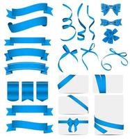 blauw lint en boog set. vector illustratie