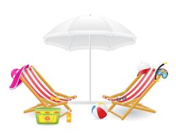 strandstoel en parasol vectorillustratie vector