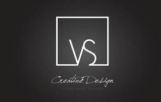 vs vierkant frame letter logo-ontwerp met zwarte en witte kleuren. vector