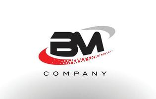 bm modern letterlogo-ontwerp met rode gestippelde swoosh vector