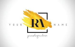 ra gouden letter logo-ontwerp met creatieve gouden penseelstreek vector